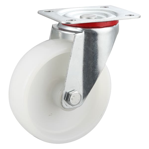 Ruedas industriales giratorias de polipropileno blanco